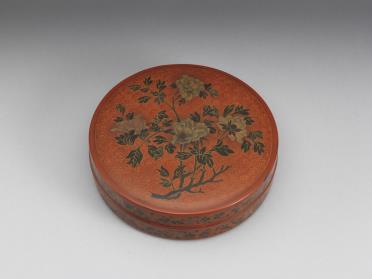 图片[2]-Round box with peony decor Filled-in lacquerware, Ming dynasty, 16th-17th century-China Archive